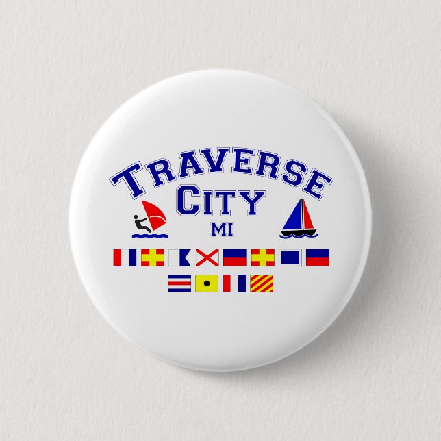 Traverse City MI Signal Flags 2 Inch Round Button (Front)
