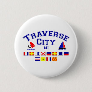 Traverse City MI Signal Flags 2 Inch Round Button