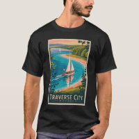 Traverse City Michigan Illustration Travel Art