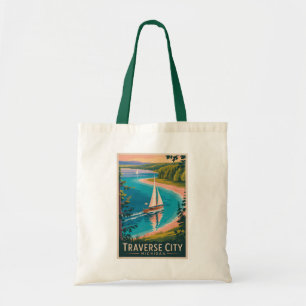 Traverse City Michigan Illustration Travel Art  Tote Bag