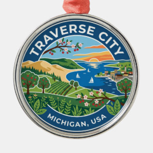 Traverse City Michigan Metal Ornament