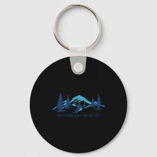 Traverse City Michigan Ski Resort Skiing Skier Keychain