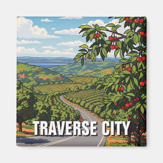 Traverse City Michigan Travel Magnet (Front)