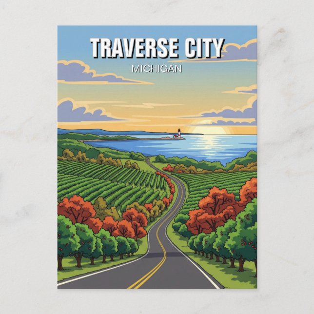 Traverse City Michigan Travel Postcard (Front)