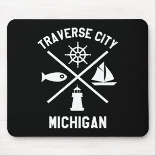 Traverse City Northern Michigan Tee Sailing Boatin Mouse Pad