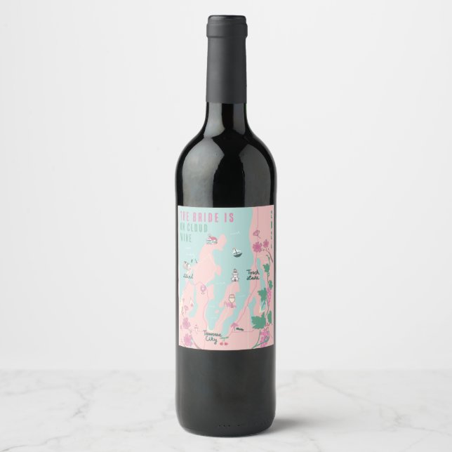 Traverse City On Cloud Wine Bachelorette Wine Label (Front)