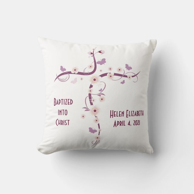 Traverser avec Coussin BaptIsmal Keepsaké à la flû (Recto)