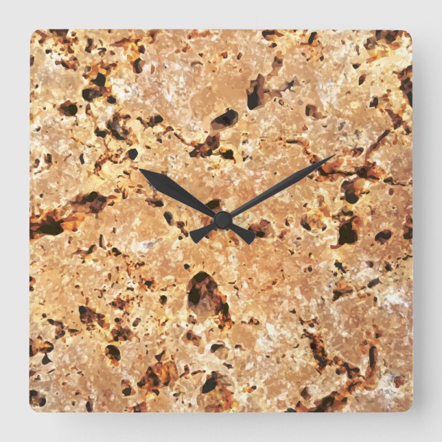 Travertine Stone Look Square Wall Clock (Front)