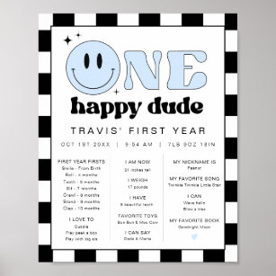 TRAVIS Happy Dude First Birthday Milestone Poster