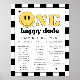 TRAVIS Happy Dude First Birthday Milestone Poster