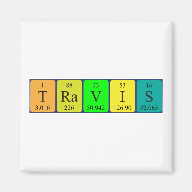 Travis periodic table name magnet (Front)