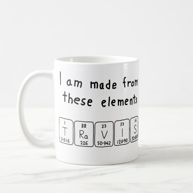 Travis periodic table name mug (Left)
