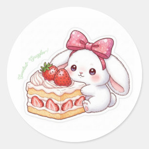 trawberry Shortcake Bunny - Sweet Japanese Dessert Classic Round Sticker