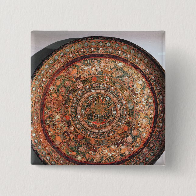Tray from the Michoacan tribe 2 Inch Square Button (Front)