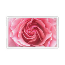 Tray with a photograph of a beautiful pink rose