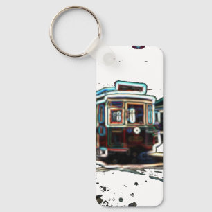TRC Neon streetcar Aluminum Rectangle Keychain