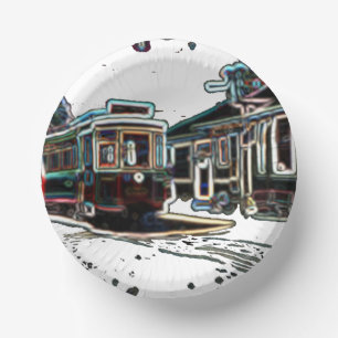 TRC Neon streetcar at stn Paper Bowl Paper Plate