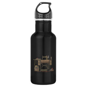 Treadle Sewing Machine & Kittens 532 Ml Water Bottle