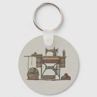 Treadle Sewing Machine & Kittens Keychain