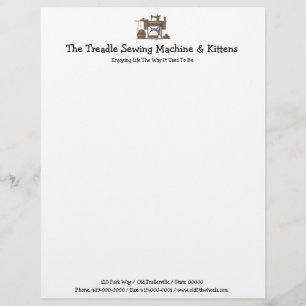 Treadle Sewing Machine & Kittens Letterhead