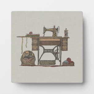 Treadle Sewing Machine & Kittens Plaque