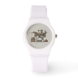 Treadle Sewing Machine & Kittens Watch