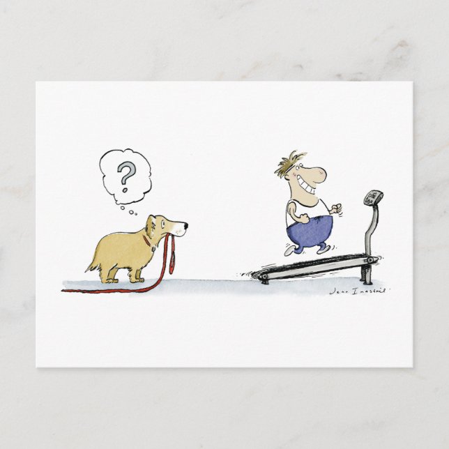 Treadmill Cartoon Postcard (Front)