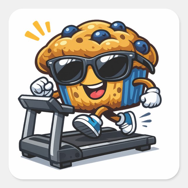 Treadmill Muffin Square Sticker (Front)