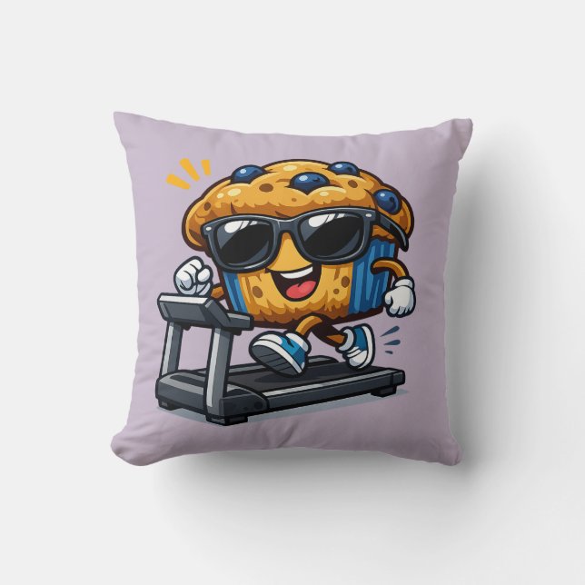 Treadmill Muffin Throw Pillow (Front)