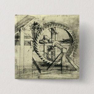 Treadmill Powered Crossbow by Leonardo da Vinci 2 Inch Square Button