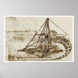 Treadmill Powered Digging Machine, Da Vinci Poster