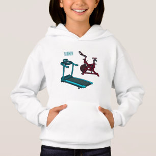Treadmill & spinning bike cartoon illustration