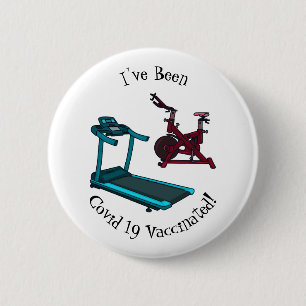 Treadmill & spinning bike cartoon illustration 2 inch round button