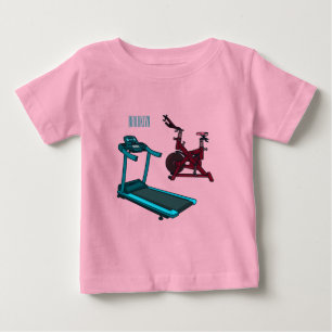 Treadmill & spinning bike cartoon illustration baby T-Shirt