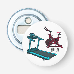 Treadmill & spinning bike cartoon illustration bottle opener