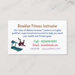 Treadmill & spinning bike cartoon illustration business card