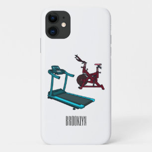 Treadmill & spinning bike cartoon illustration iPhone 11 case