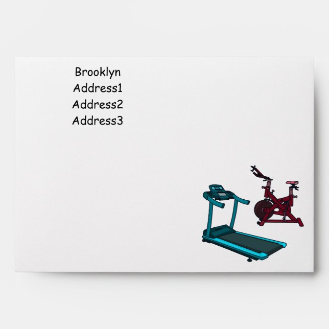 Treadmill & spinning bike cartoon illustration envelope (Front)