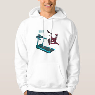 Treadmill & spinning bike cartoon illustration hoodie