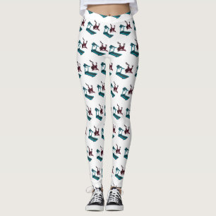 Treadmill & spinning bike cartoon illustration leggings