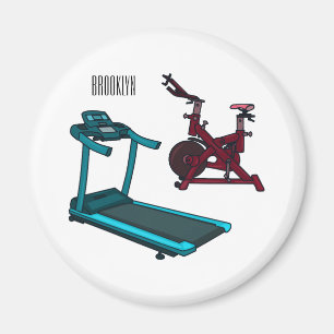 Treadmill & spinning bike cartoon illustration magnet