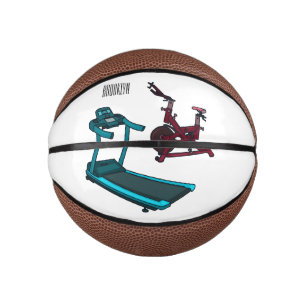 Treadmill & spinning bike cartoon illustration mini basketball