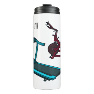 Treadmill & spinning bike cartoon illustration thermal tumbler