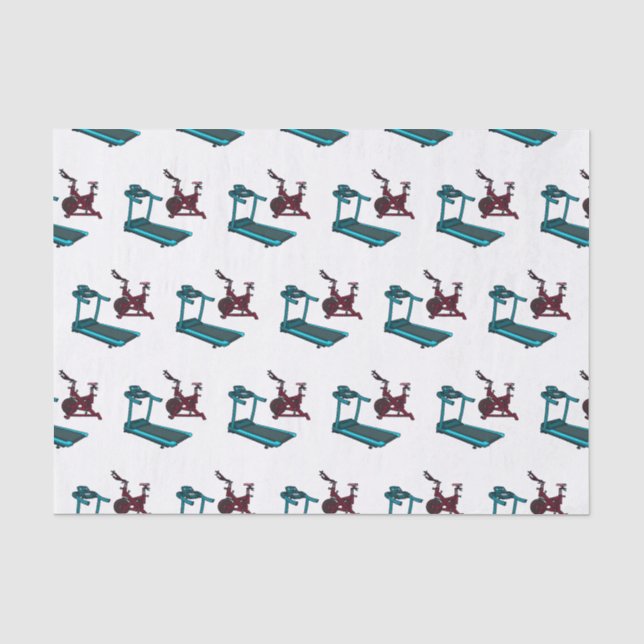 Treadmill & spinning bike cartoon illustration tissue paper (Front)