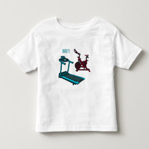 Treadmill & spinning bike cartoon illustration toddler t-shirt