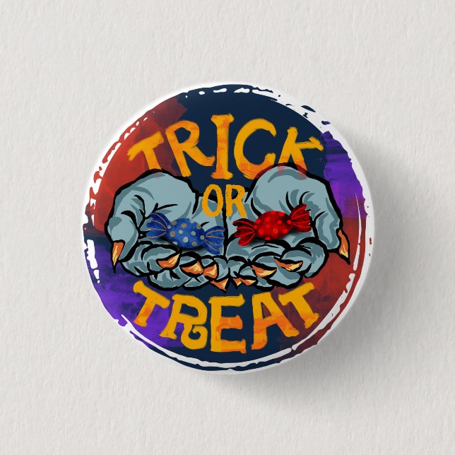 Treak or Treat Scary Halloween Pumpkin   1 Inch Round Button (Front)