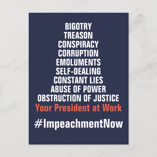 Treason Collusion Corruption Obstruction Impeach Postcard (Front)