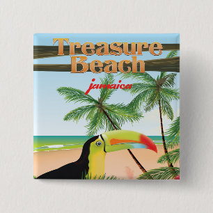 Treasure Beach  Jamaica travel poster 2 Inch Square Button