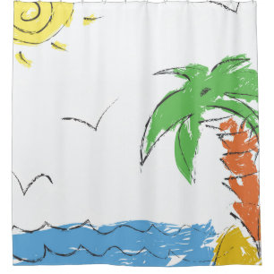 Treasure beach with palm tree 