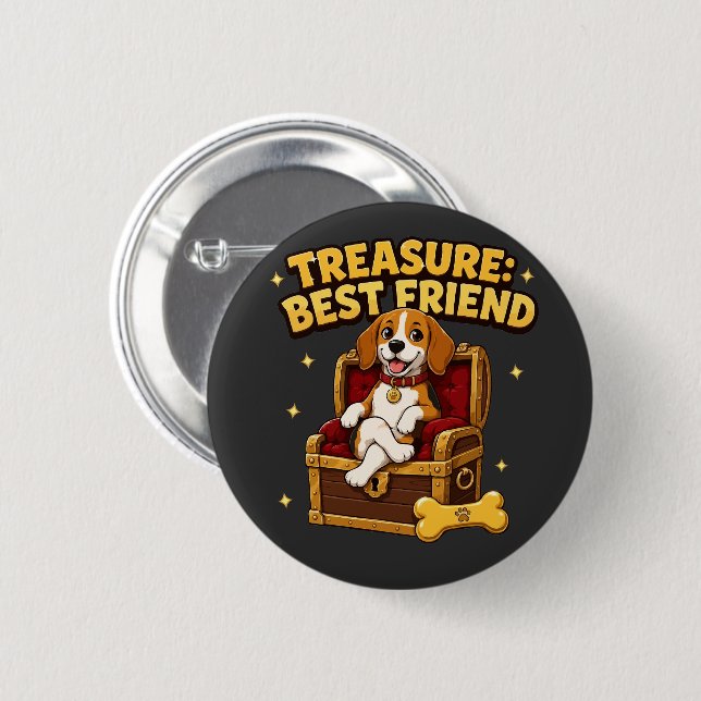 Treasure Best Friend Beagle Dog 2 Inch Round Button (Front & Back)